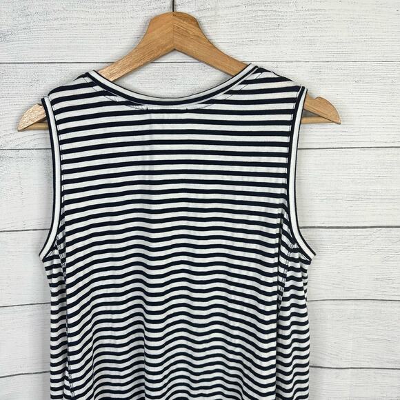 Chloe K Womens size Medium Tunic A Lined Striped Flowy Hem Blue White Tank Top - Picture 6 of 9
